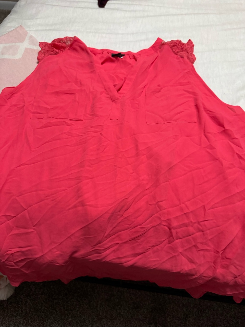 torrid Hot Pink Lace-Trim V-Neck Sleeveless Camisole